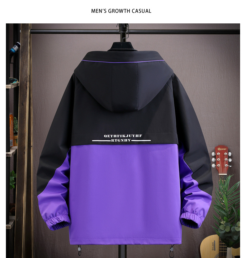 Men's autumn and winter plush and thickened work clothes jacket with a trendy contrasting color patchwork casual winter_voghion.com