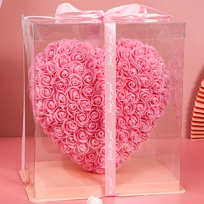 Weihnachtsgeschenke aus PE-Schaumstoff, Rose, Unsterbliche Blume, Liebesornamente, Chinesisches Valentinstagsgeschenk für Freundin, Pfirsichherz, beste Freundin, Weihnachtsgeschenk in Herzform_voghion.com