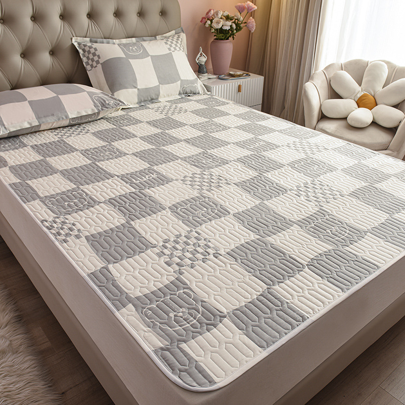 Customized Cotton Printed Mattress Single Piece Thickened Waterproof Urine Barrier Pure Cotton Bed Cover Three-Piece Set Dust Cover Anti-Slip Cross-Border