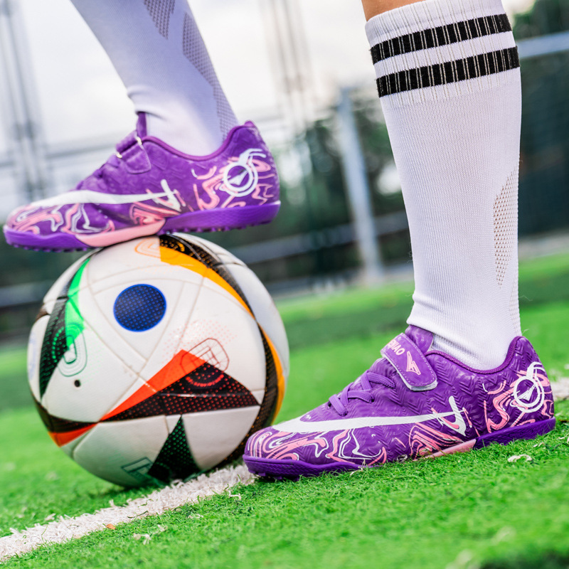 Zapatos de fútbol profesionales transfronterizos de la Copa del Mundo, zapatos de fútbol infantiles para niños y niñas, zapatos de entrenamiento transpirables al aire libre