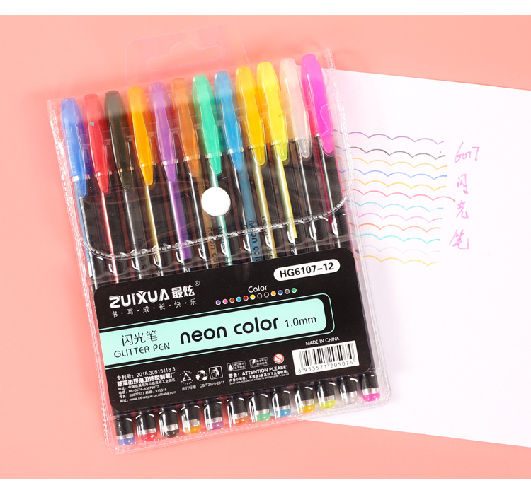 Creative Glitter Crayon Stylo Fluorescent Arc-en-stylo Ensemble display picture 3