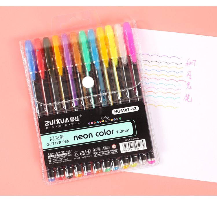 Plastic Material Creative Crayon Glitter Fluorescent Pen Rainbow Pen Set