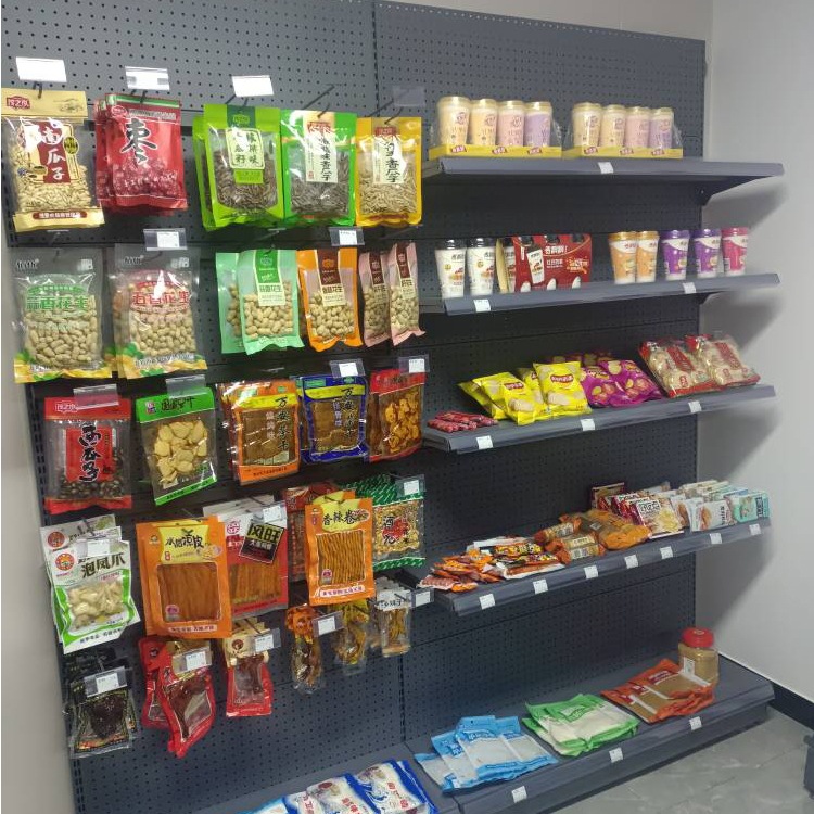 Estantes de exhibición de supermercados estantes de almacenamiento multicapa de tiendas de conveniencia estantes de doble cara estante de cabeza de bocadillos estantes de pared unilaterales gruesos