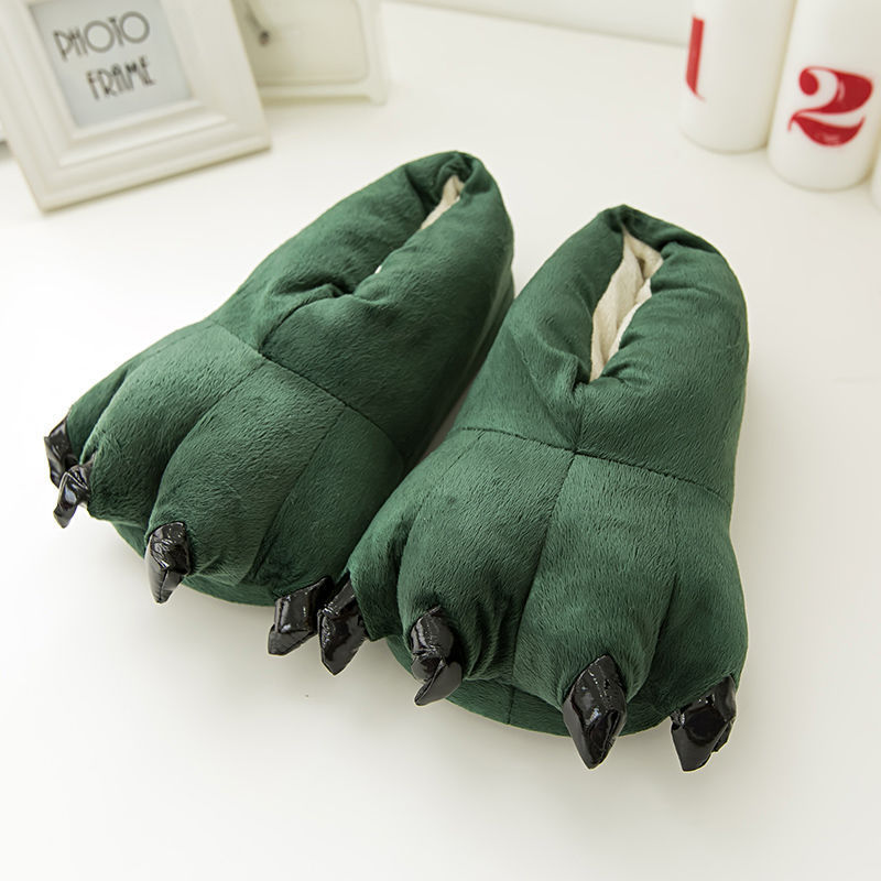 Zapatos de dinosaurio transfronterizos Dragón gato garra zapatos de franela cálido hogar ocio Otoño e Invierno animal a juego zapatos de dibujos animados