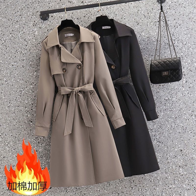 Plus Size Trench Coat British Style Jacket for Women 2025 New Autumn and Winter Mid-Length Petite Elegant Trendy Slimming Women's Fashion