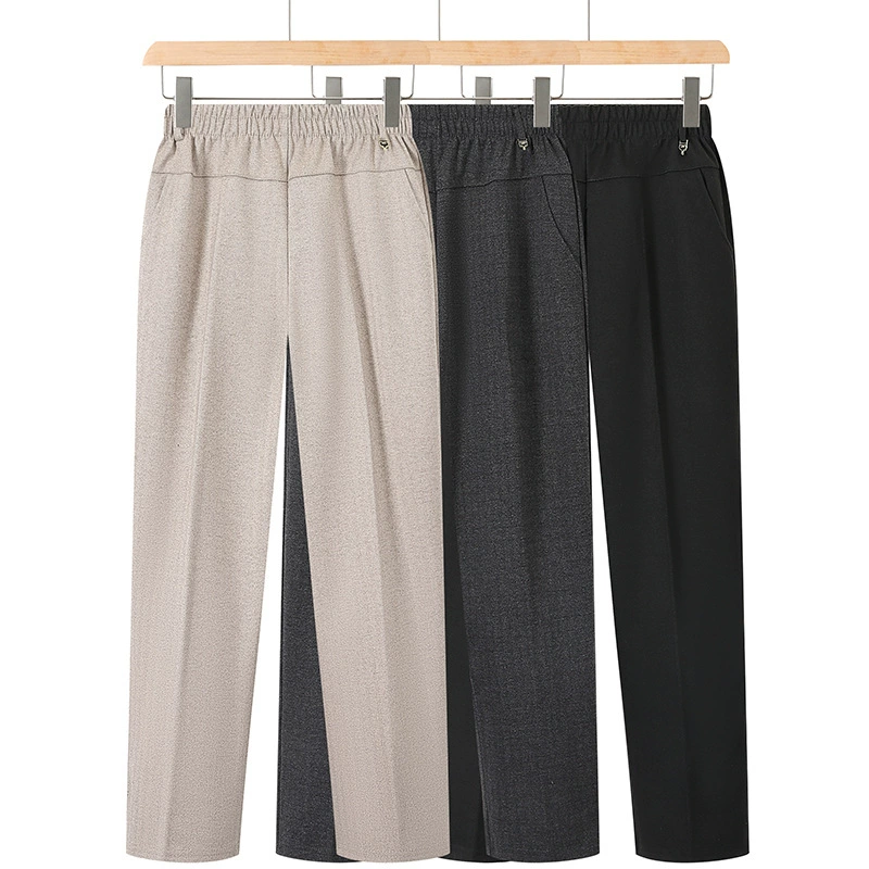 Мама брюки дети весна и осень с высокой талией среднего и пожилого возраста 50 лет прямые брюки большого кода пожилые люди свободные бабушкины брюки
