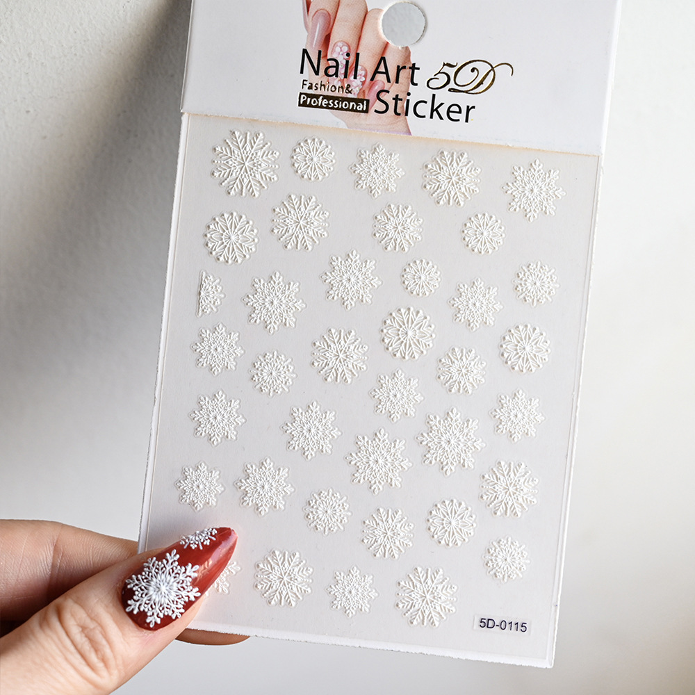 El Comercio exterior caliente nuevo estilo de Navidad pegatina de uñas alivio estéreo Santa Claus copo de nieve 5D parche de uñas alivio