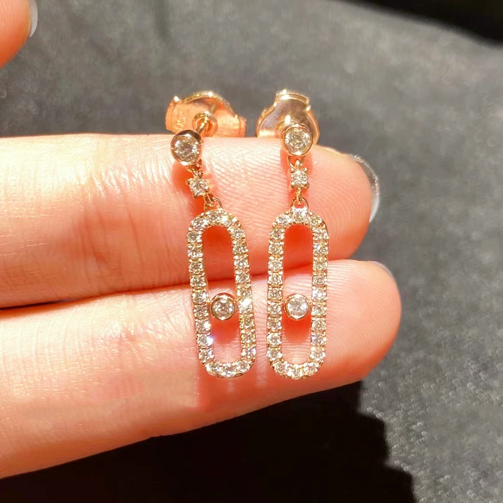 Модные творческие золотые серьги, европейский стиль, с алмазами, розовое золото