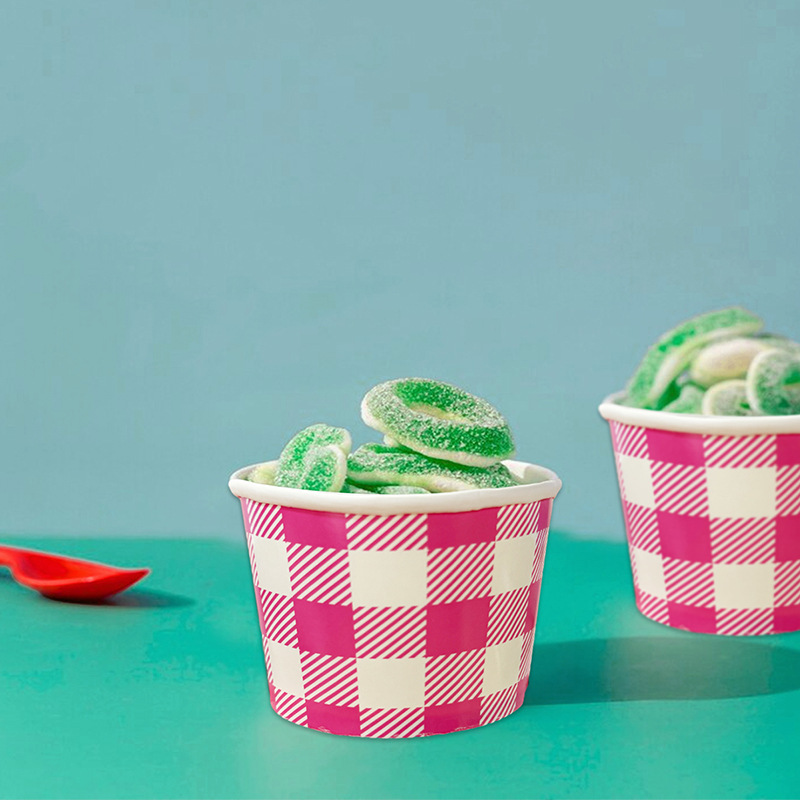 New color checkered paper bowl paper cup holiday birthday party picnic disposable tableware checkered paper Bowl 10