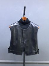 马夹女秋季新款韩版百搭休闲无袖皮外套新款圆领显瘦皮背心