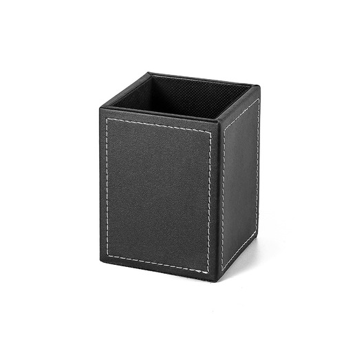 Leather pen holder ornaments office supplies storage gift desktop storage box creative square leather single pen holder printing