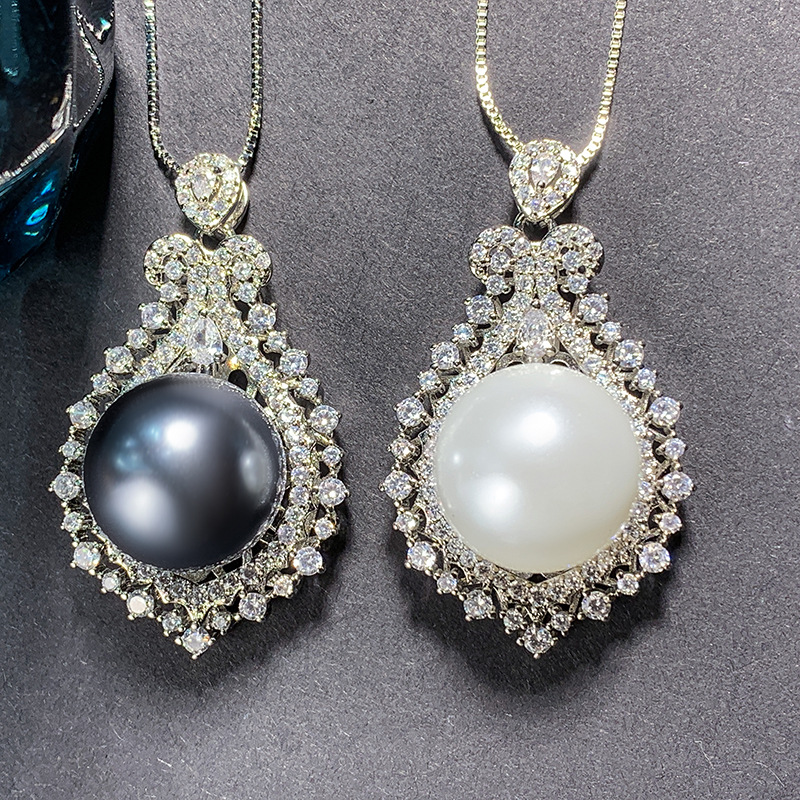 Zhuang Sheng joyería cobre inferior chapado en oro con incrustaciones de perlas fritillary coreano creativo diamante COLLAR COLGANTE 16mm al por mayor