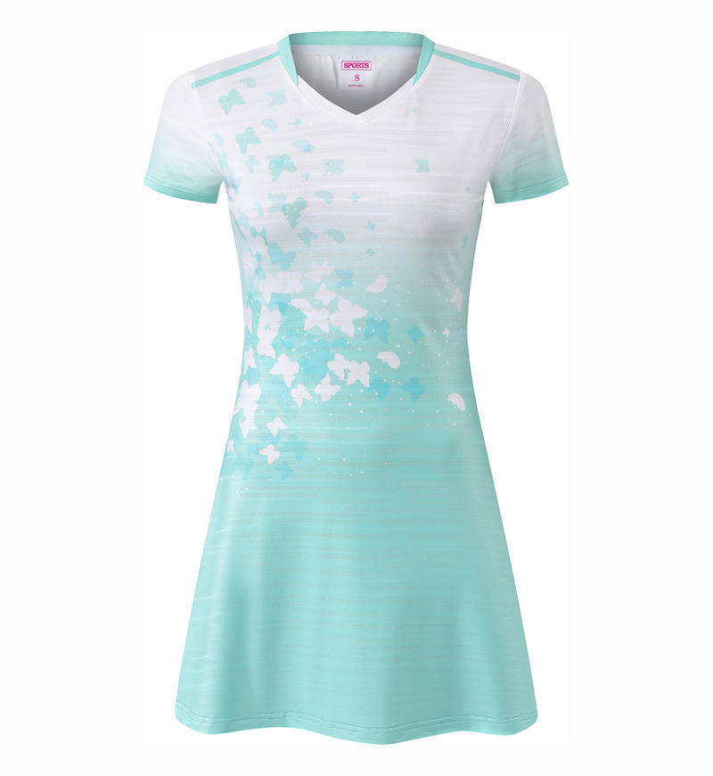 Vestido de bádminton de velocidad de mujer seco abrigo transpirable de fondo anti-luz de tenis vestido de bádminton personalizado