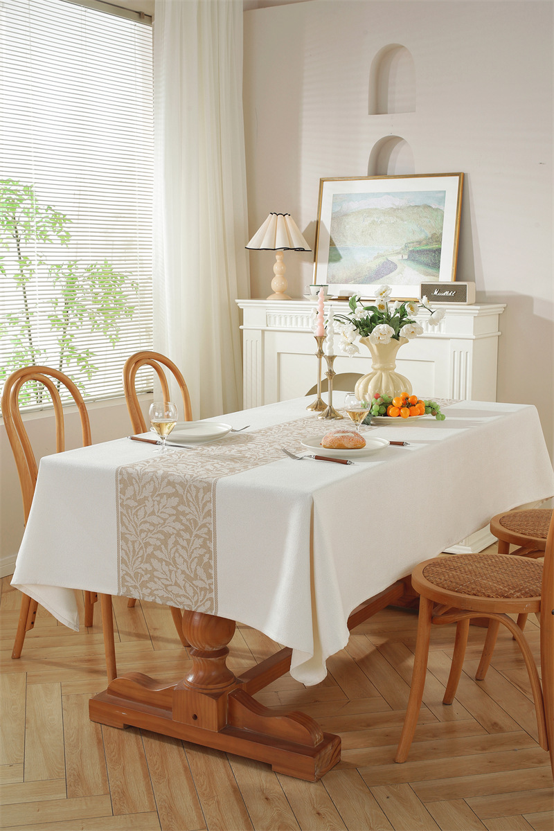 Nordic Vintage Geometric Diamond Tablecloth In White And Brown_voghion.com