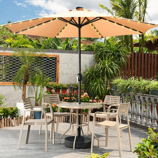 Outdoor Table and Chair Combination with Umbrella for Courtyard Garden, Open-Air Milk Tea Shop, Café Outdoor Seating, Leisure Solar Sunshade