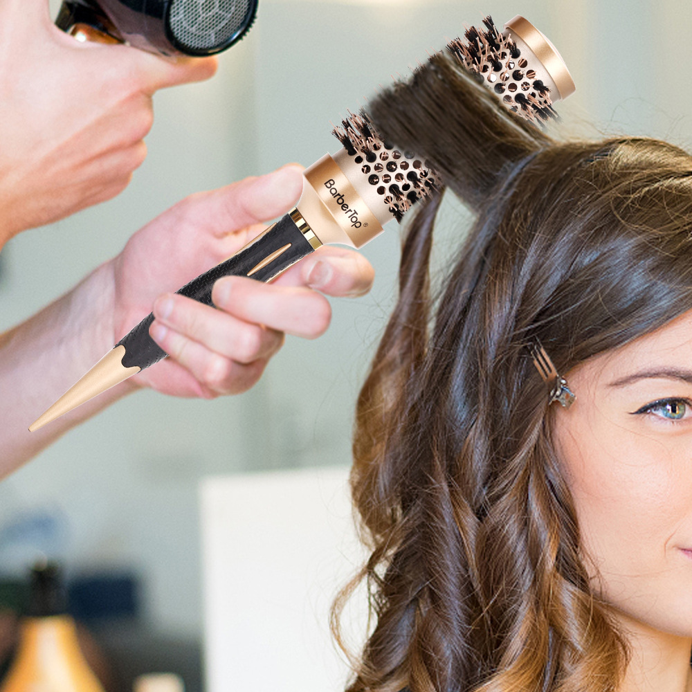Transfronterizo profesional cilindro Peine del pelo rizado rodillo peine forma oro térmica aire Cerda cerámica rodillo peine herramienta