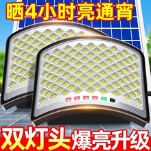 HR新款太阳能照明家用户外庭院灯一拖二曲面太阳能投光灯农村路灯