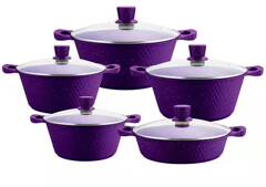 High-end foreign trade original single wheat rice stone die-cast soup pot set marble one-piece small diamond ten-piece set wholesale