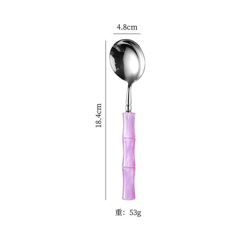 亚克力珠光白竹节手柄304不锈钢牛排刀叉勺套装高颜值西餐具批发|undefined