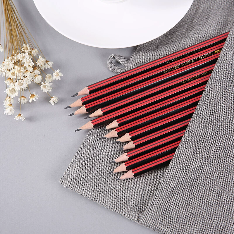 Chenguang AWP30802 Red and Black Pump Pencil Students Use pencil wooden pencil 12 HB hexagonal art paintings