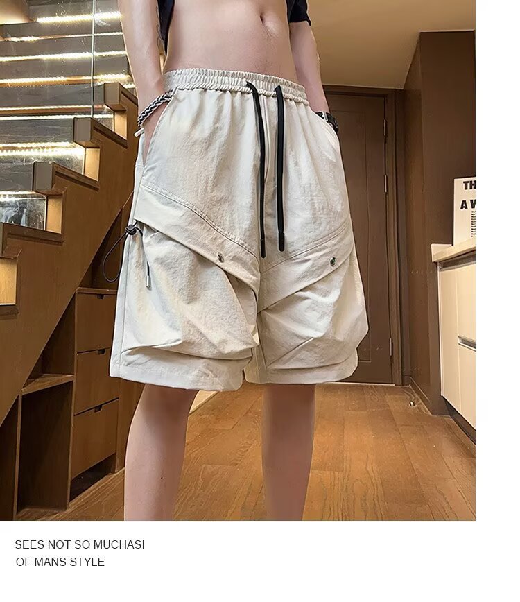 Men's Summer Cargo Shorts Trendy High Street Style Large Pockets Sporty High End Casual Five Point Pants_viptrois.com