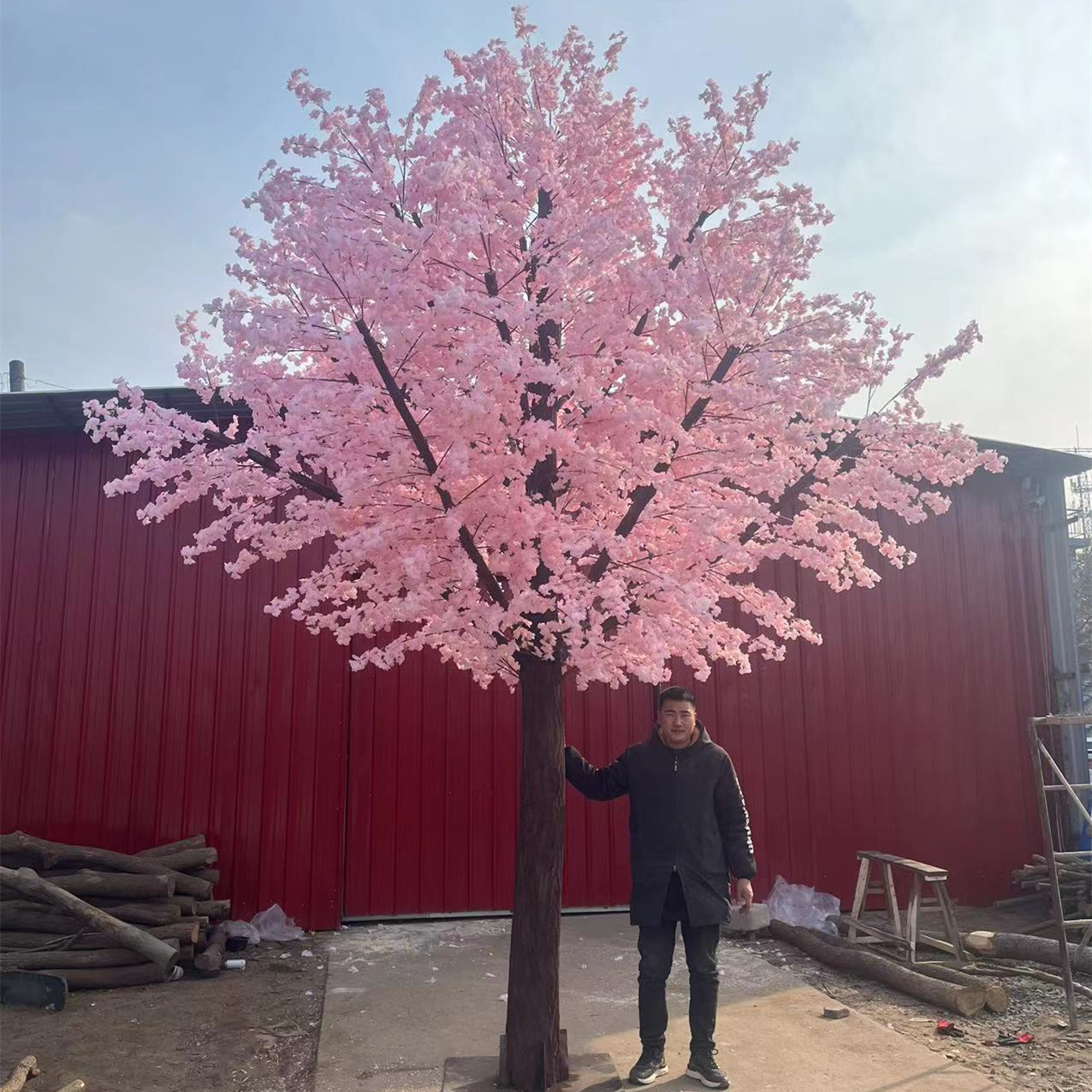 Gran árbol de cerezo de simulación del vestíbulo del hotel de bodas paisajismo árbol artificial jardín interior decoración flor árbol falso árbol popularidad en línea