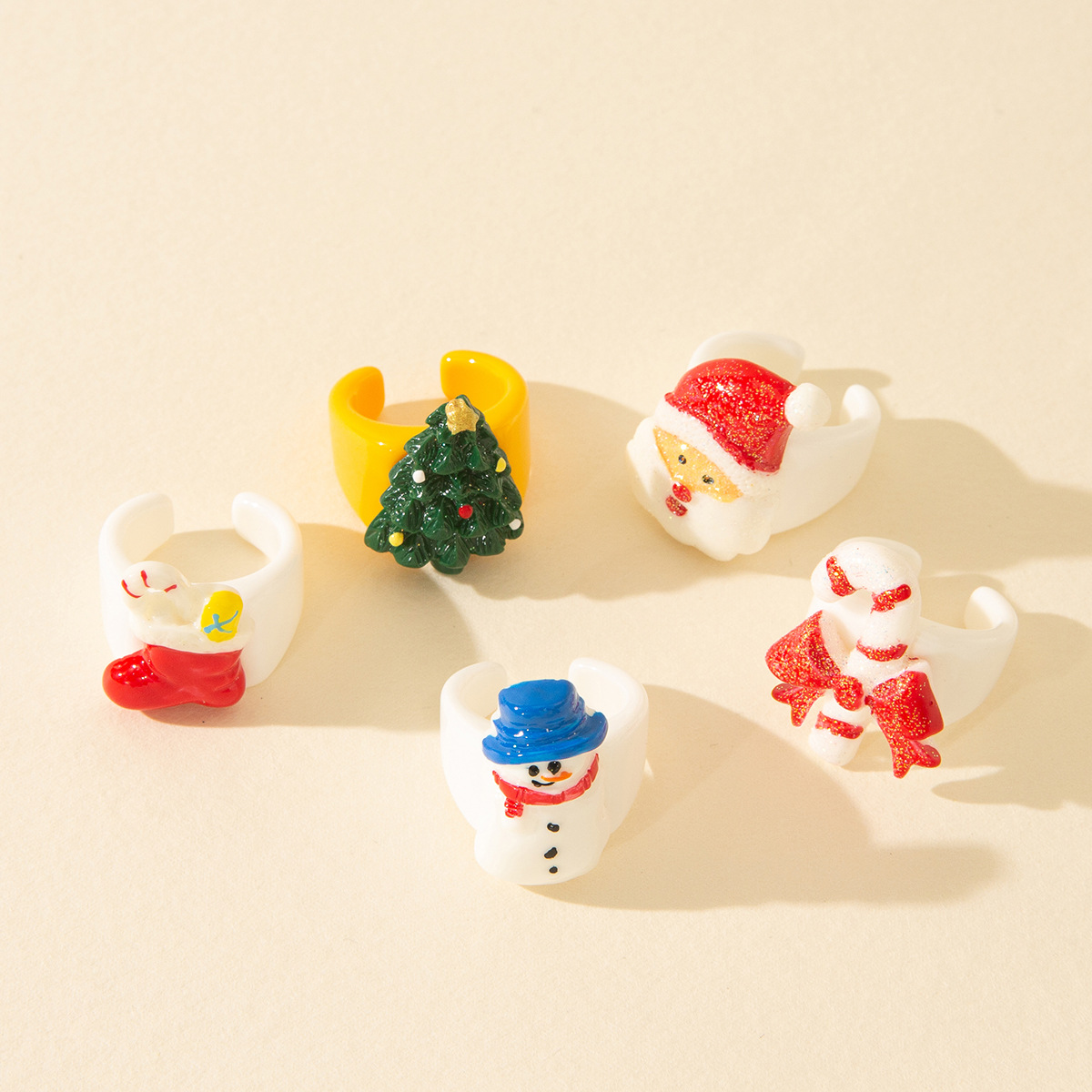 Resin Material Cartoon Style Santa Claus Resin Christmas Unisex Rings