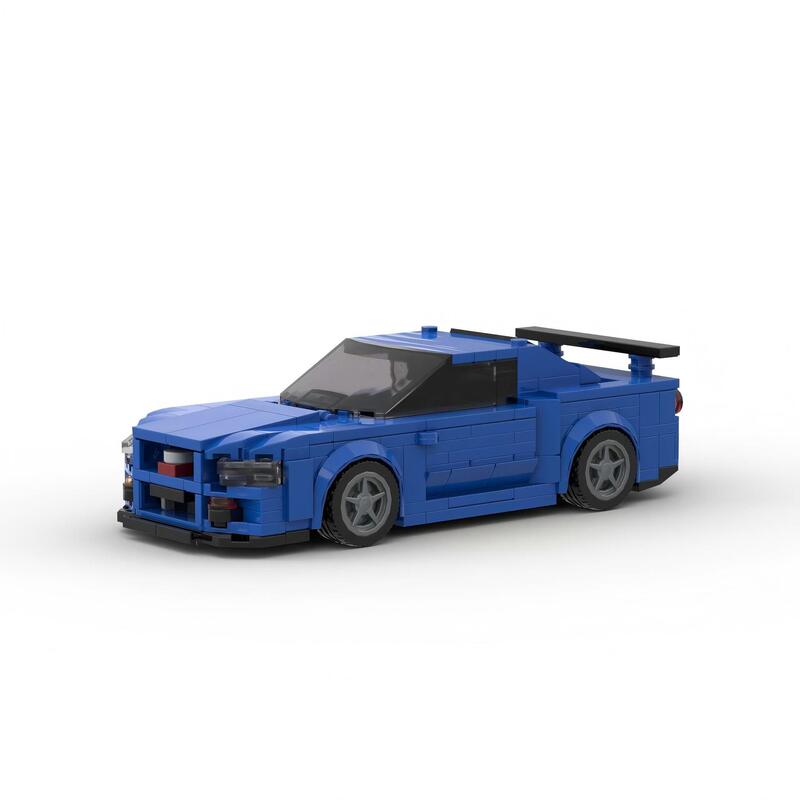 Compatible with Lego Moc Nissan R34 Creative Small Particle Assembly Building Blocks Toy Children's Birthday Gift Sports Car Decoration