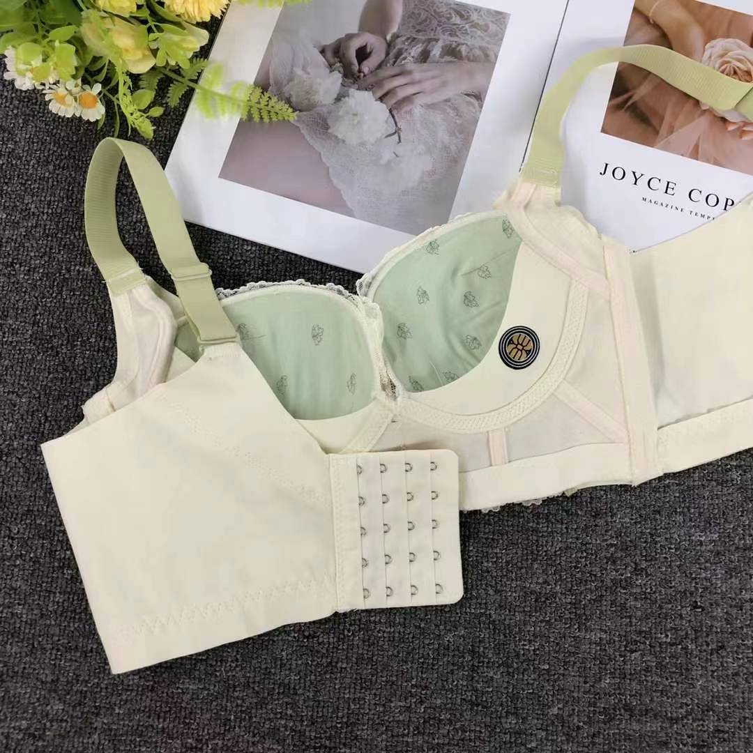 Nuevo sujetador de alta calidad de moda de encaje jacquard transpirable y cómodo ajuste lateral de pecho de botón múltiple ropa interior mujer
