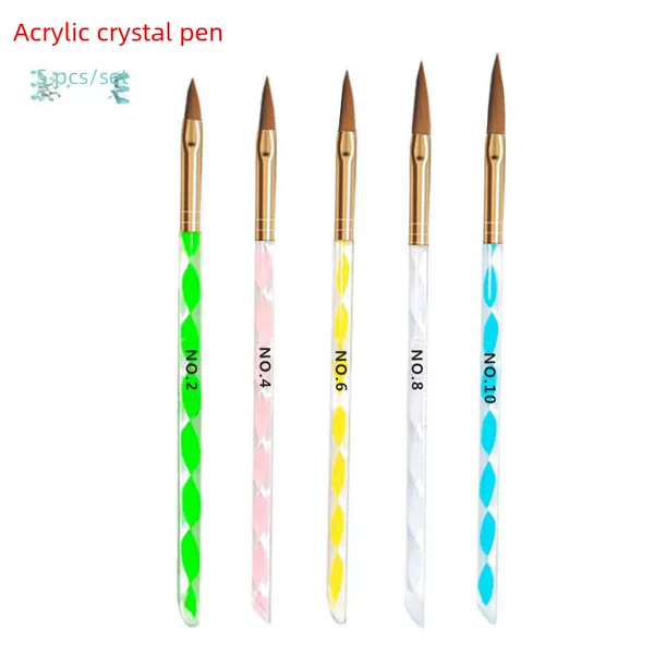 Nail brush 5 PCs suit crystal pen painted carved nail art tools painting flower pen 3D spiral acrylic rod