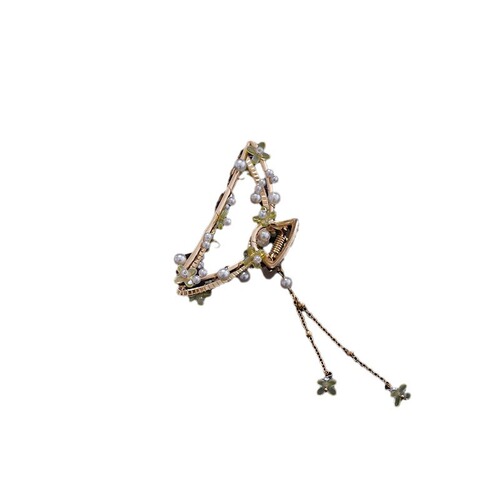 Original Handmade Bellflower Gua-style Hanfu Hair Accessories Fringe Hairstyle White Metal Shark Clip Versatile Simple