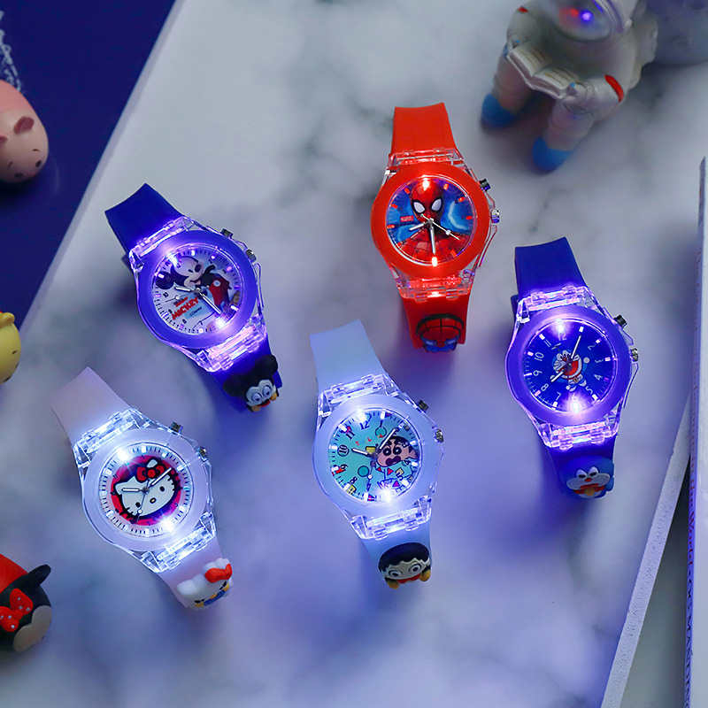 Reloj de dibujos animados para niños Reloj luminoso de silicona Reloj de cuarzo de muñeca Marvel Nuevo fabricante al por mayor transfronterizo