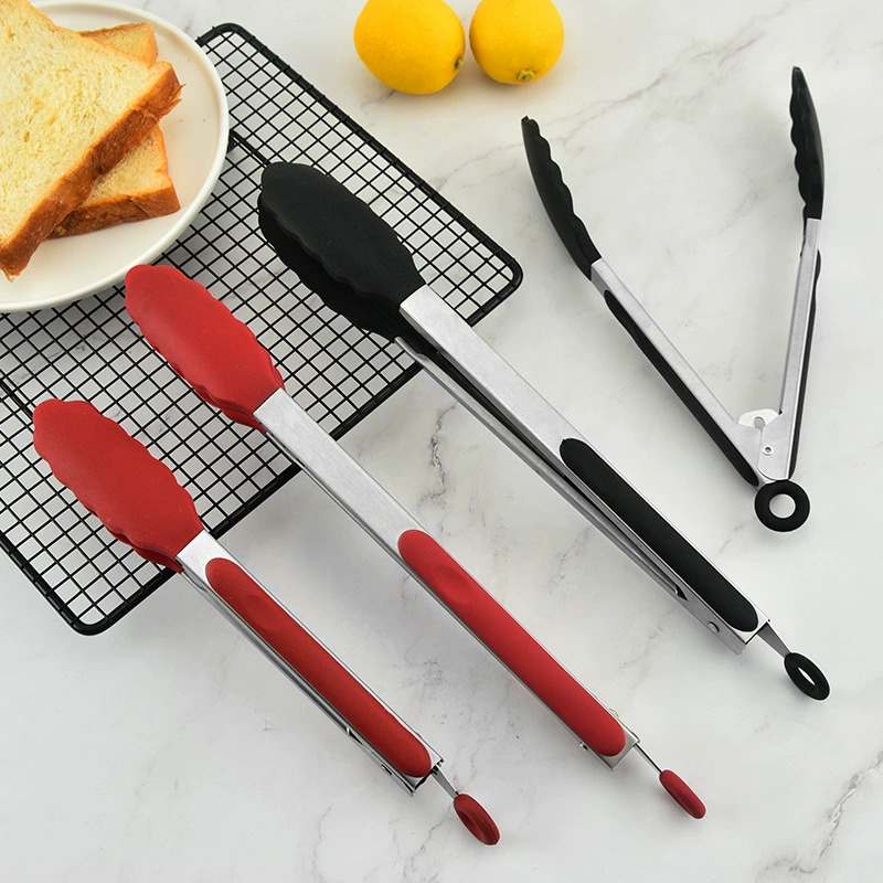 Фабрика оптовая продажа кухонной утвари Зажим для барбекю Стейк Хлебное барбекю Зажим для самообслуживания Силиконовые пищевые зажимы