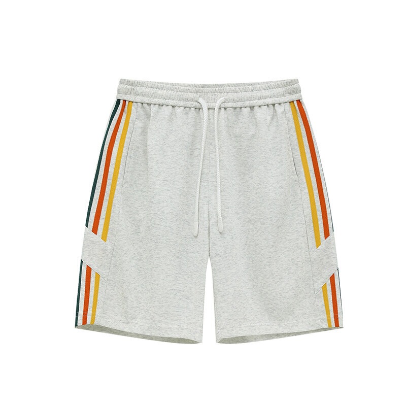 Rainbow Striped Patchwork Curved Shorts for Men, Summer Cool and Stylish Sports Basketball Sweatpants Wholesale