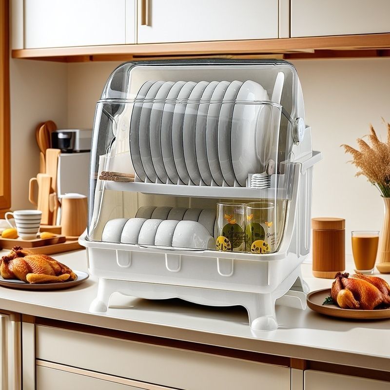 Nuevo tipo transparente a prueba de polvo de doble capa sala extra gruesa caja de almacenamiento de palillos de doble capa caja de almacenamiento de palillos de doble capa