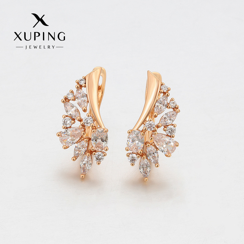 Xuping nicho ruso retró broche de auriculares de cobre chapado en 18k color europeo y americano pendientes transfronterizos personalizados al por mayor