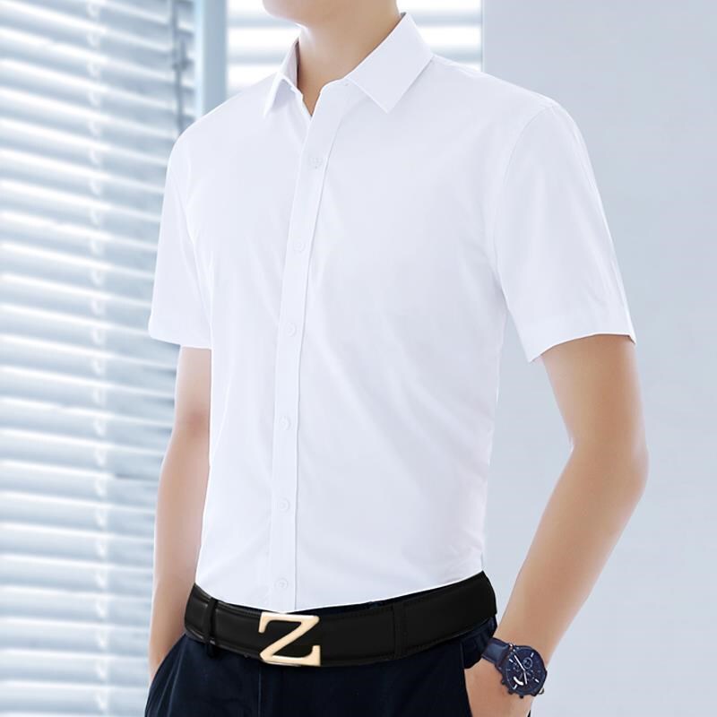 2025 Summer White Shirt Men's Short Sleeve Slim Thin Shirt Business Professional Formal Black Work Clothes 2025 Summer White Shirt Men's Short Sleeve Slim Thin Shirt Business Professional Formal Black Work Clothes