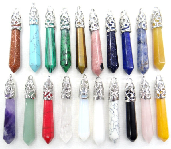 10*50 мм натуральный камень кристалл агат шестиугольная колонна пуля кулон ожерелье ювелирные изделия Кулон европейские и американские бестселлеры