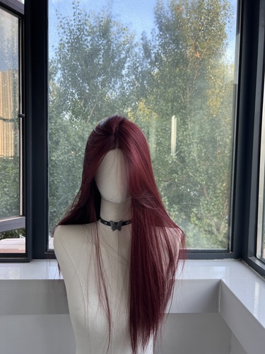 Full wig set for women with long hair, black long straight hairstyle, full wig set, fashionable and natural simulation front lace wig set