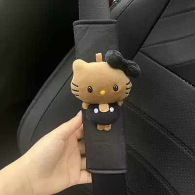 Car Interior Accessories, New — Seat belt shoulder pad - black-short-velvet-shoulder-pads-b103-black-leather-black-outfit-kt