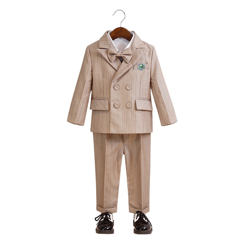 Children's Suit Boy's Strap Long Shorts Vest Shirt Suit Set Kindergarten Activities Birthday Flower Children's Dress