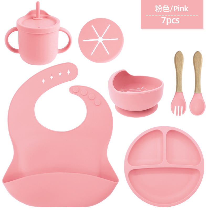 Juego de vajilla de silicona para niños a prueba de caídas