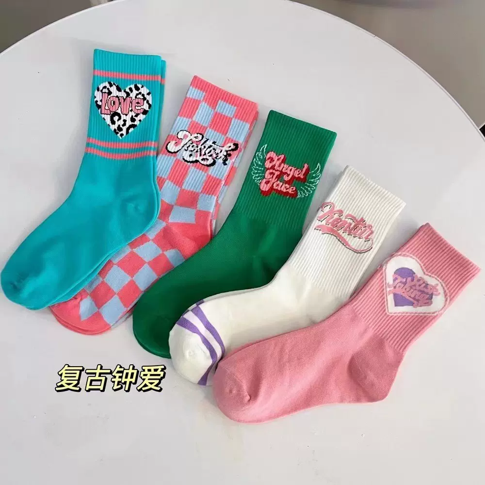 袜子女韩版春夏长筒棉中筒外穿网红百搭街头ins潮美式复古高筒袜