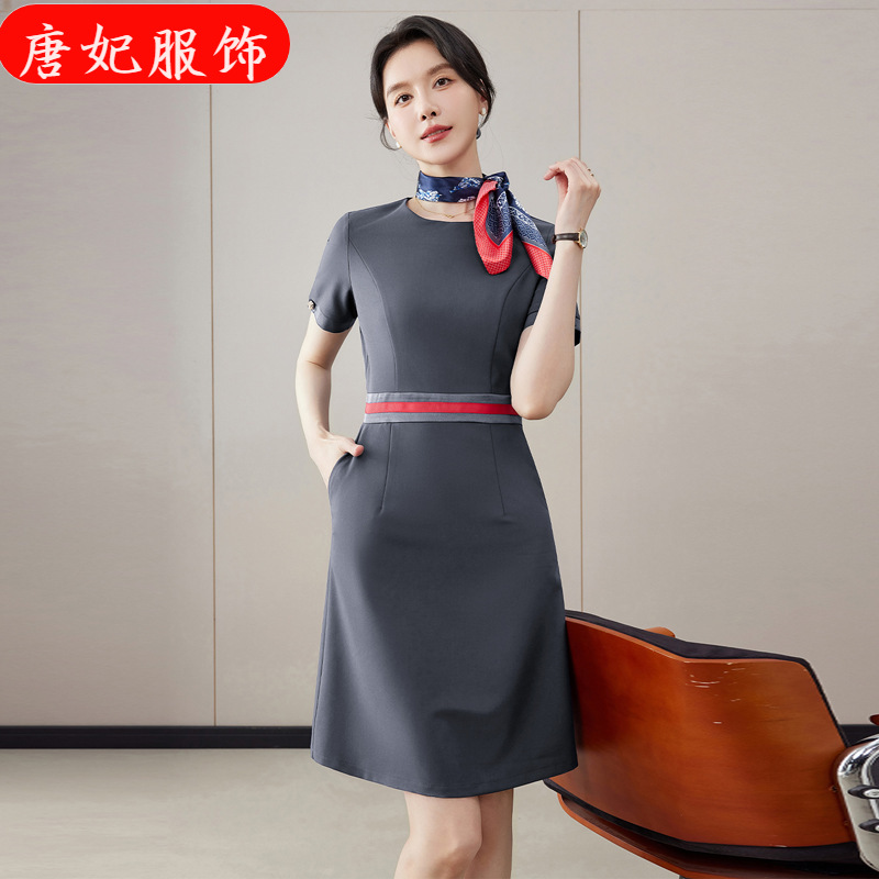 Professional Dress Dresses for Women, Workwear, Professional Dresses, Slim-Fit Dresses for Beauticians, Sales Department Uniforms, Kindergarten Teacher Uniforms, Flight Attendant Uniforms