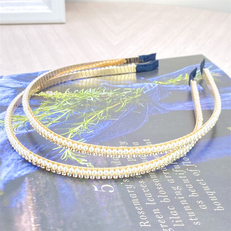 Retro chica perla diadema simple todo partido diadema Mori horquilla pelo presionando accesorios para el cabello mujer Corea del Sur Internet celebridad headwear