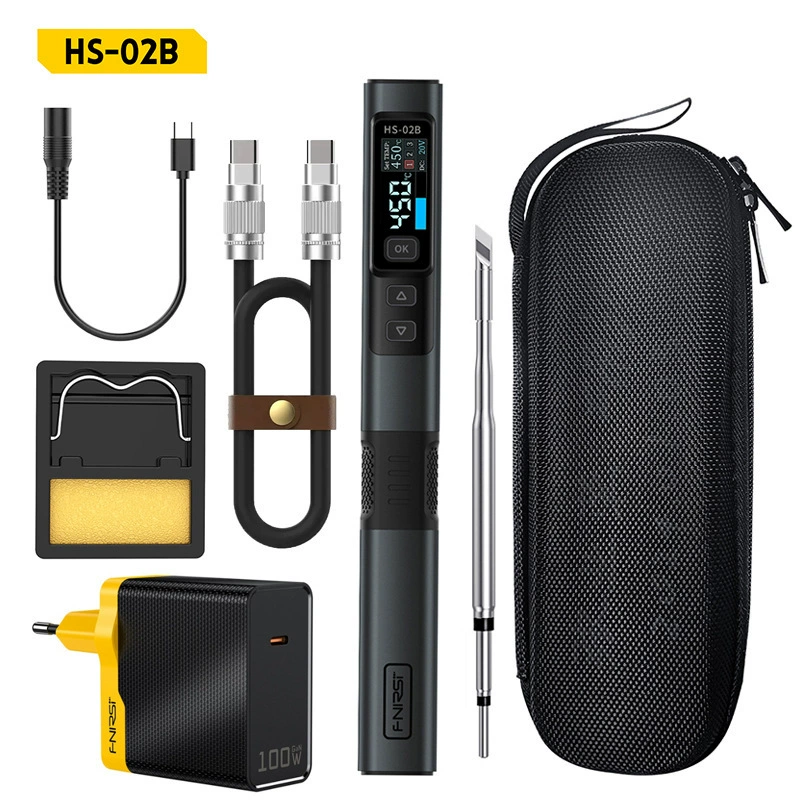FNIRSI HS-02 умный паяльник 100W, портативная станция с постоянной температурой, паяльная ручка для домашнего ремонта