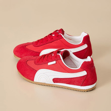 跨境红色德训鞋女2025夏季百搭软底休闲鞋网面透气运动跑步鞋平底