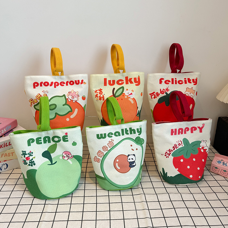 Original Cartoon Canvas Bucket Bag Full Moon Banquet Accompanying Gift Bag Going Out Mummy Bag Kindergarten Cute Small Bag Original Cartoon Canvas Bucket Bag Full Moon Banquet Accompanying Gift Bag Going Out Mummy Bag Kindergarten Cute Small Bag