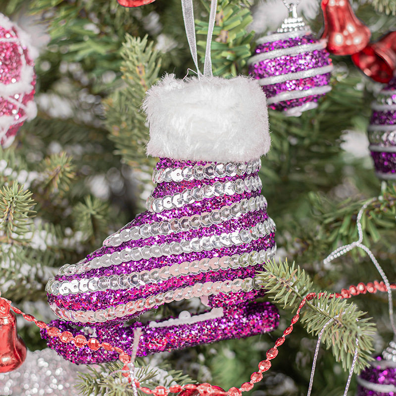 Comercio exterior espuma de Navidad polvo brillante muletas de Navidad sombrero de Navidad decoración de árbol de Navidad colgantes de ventanas vestido al por mayor