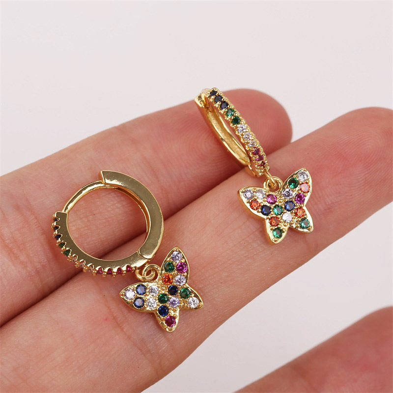 Exquisite Copper Inlaid Zirconium Butterfly Earrings display picture 2